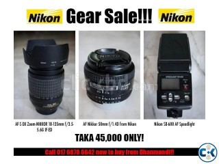 Nikon SB 600 i-ttl flash 18-135 zoom and 50mm lens for SALE