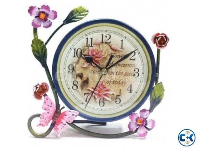 FLOWER PATTERNED TABLE CLOCK large image 0