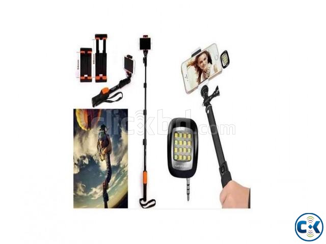 4.2 feet long original selfie stick with selfie flash light large image 0