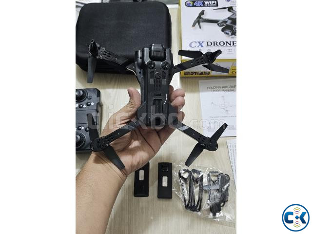 CX 4k Wifi Dual Camera Dual Battery Dual Fan Foldable Drone large image 3