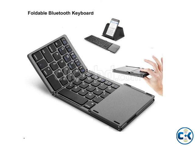 Triple Folding Portable Bluetooth Keyboard Touchpad Magnetic large image 0