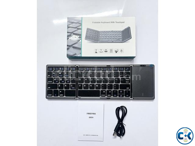 Triple Folding Portable Bluetooth Keyboard Touchpad Magnetic large image 1