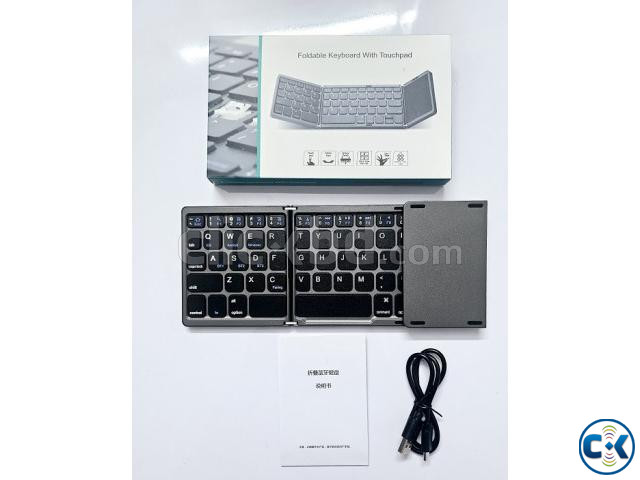 Triple Folding Portable Bluetooth Keyboard Touchpad Magnetic large image 2
