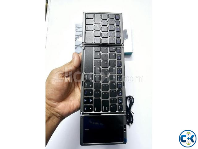 Triple Folding Portable Bluetooth Keyboard Touchpad Magnetic large image 3