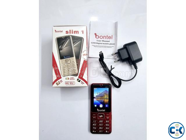 Bontel Slim 1 Metal Button Phone Dual Sim Red large image 1