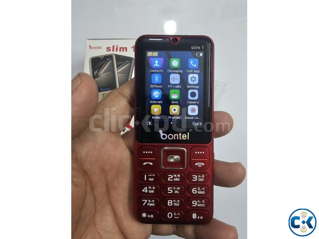 Bontel Slim 1 Metal Button Phone Dual Sim Red large image 2