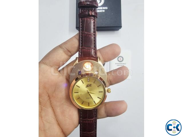 USB Lighter Watch For Man Gold large image 1