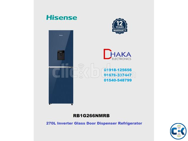 Hisense 270L RB1G266NMRB Inverter Glass Door Dispenser Refri large image 0