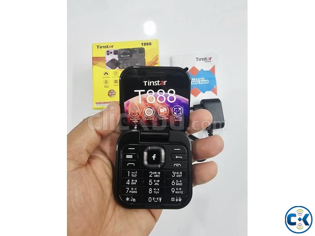 Tinstar T888 Folding Flip Phone Dual Sim Black large image 1