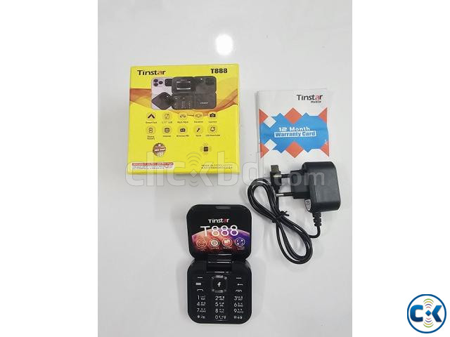 Tinstar T888 Folding Flip Phone Dual Sim Black large image 2