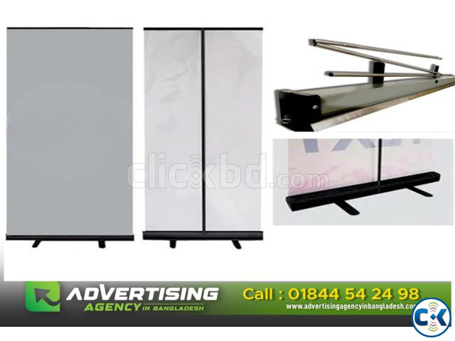 Portable Aluminum Tension Fabric Pop up Display Stand large image 1
