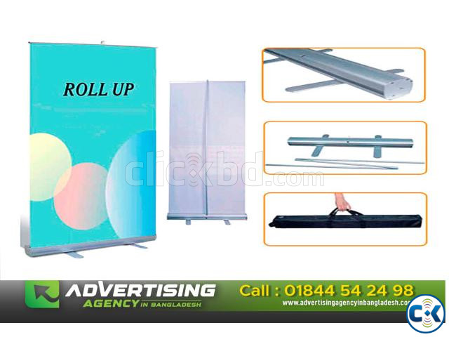 Portable Aluminum Tension Fabric Pop up Display Stand large image 2