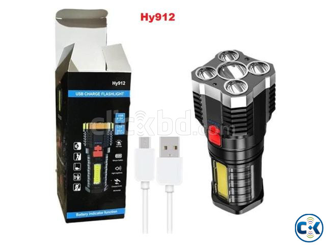 Hy912 USB Charge 5 Head Flashlight large image 0