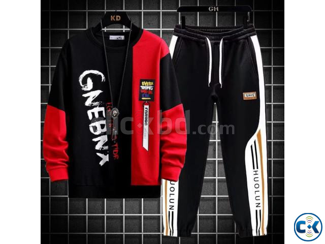 Long Sleeve Drop Shoulder Tshirt and Trouser Set large image 2