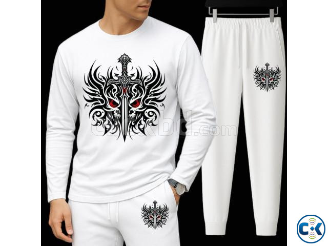 Long Sleeve Drop Shoulder Tshirt and Trouser Set large image 3