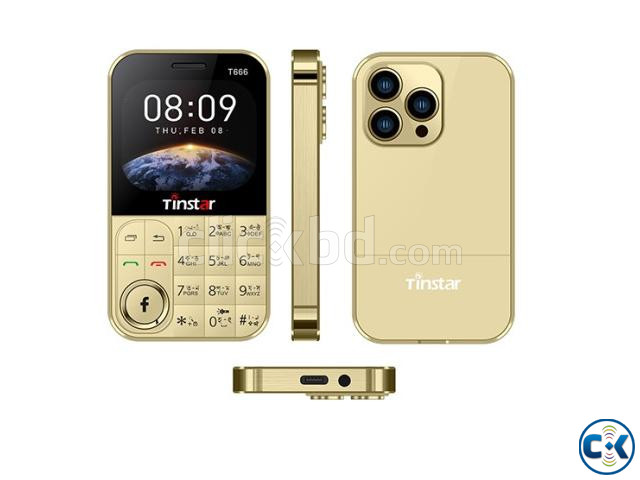 Tinstar T666 Mini Button Card Phone Gold large image 0