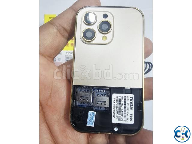 Tinstar T666 Mini Button Card Phone Gold large image 3