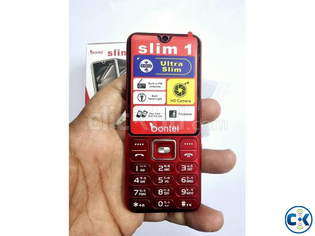 Bontel Slim 1 Metal Button Phone Dual Sim Red large image 0