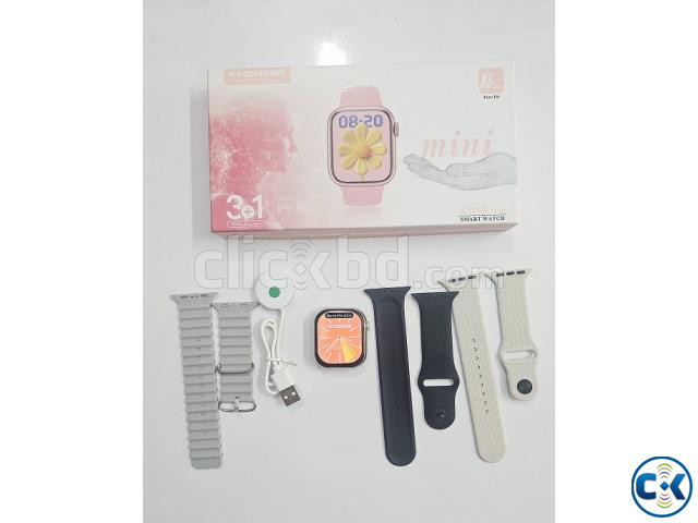 HW68 Mini Smartwatch Calling With 3 Srtip - Silver large image 1