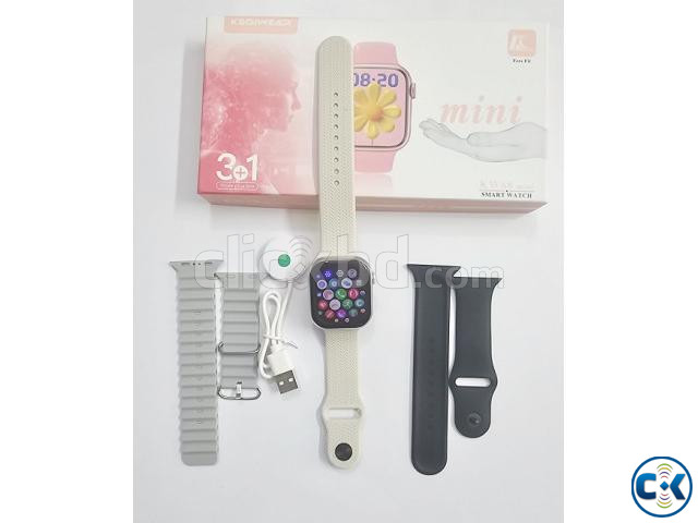 HW68 Mini Smartwatch Calling With 3 Srtip - Silver large image 4