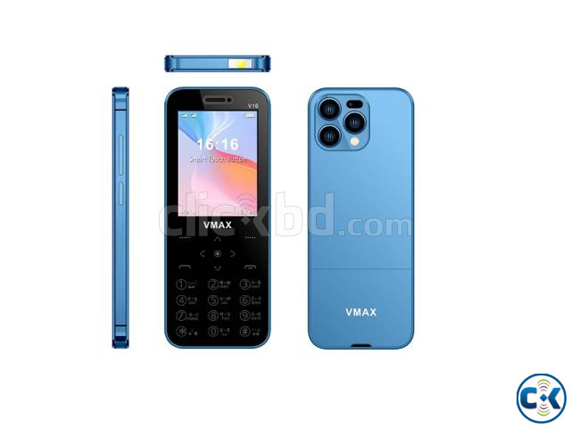 Vmax V16 Ultra Max Touch Button Phone Dual Sim Warranty Blue large image 0