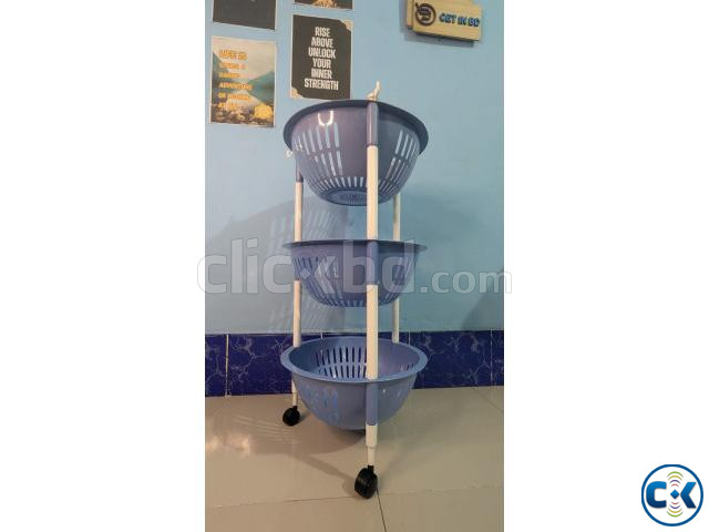 3 Layer Food Storage Rack with Wheels large image 1