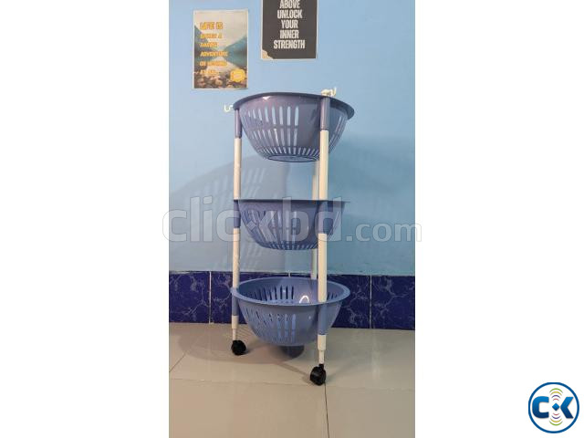3 Layer Food Storage Rack with Wheels large image 2