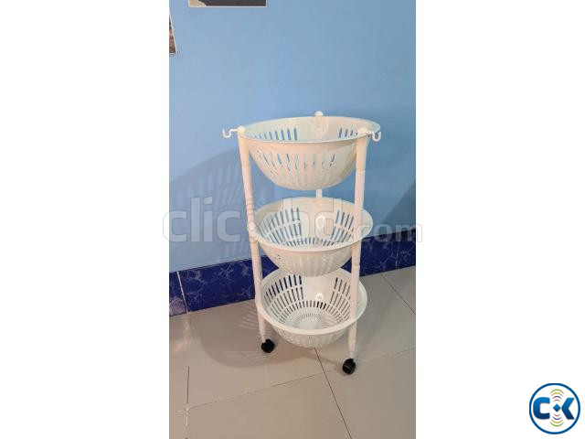 3 Layer Food Storage Rack with Wheels large image 3