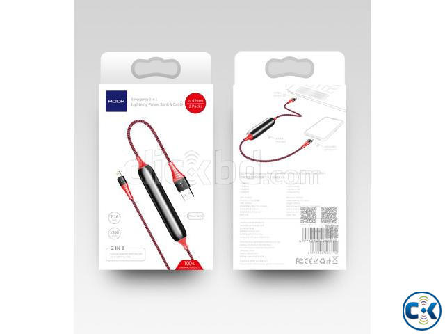 Rock Emergency Power Bank 2 in1 Lightning Nylon Data Cable large image 3