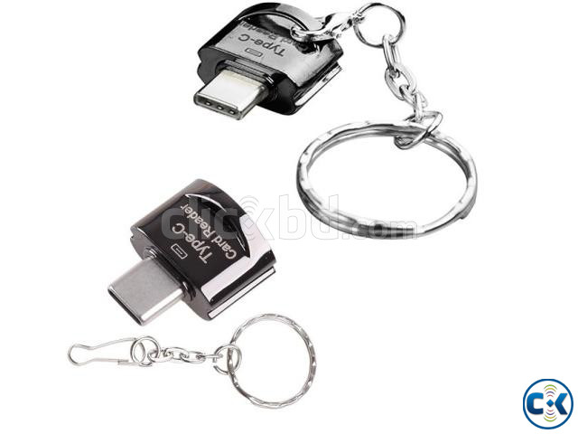 Mini Type-C OTG Card Reader With keychain Holder large image 1