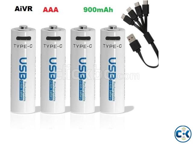AiVR AAA Rechargeable Battery USB Charger Battery 4pc large image 0